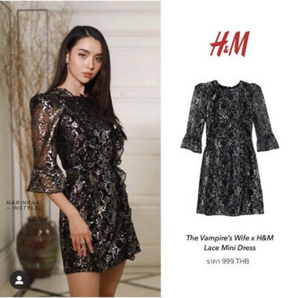 The Vampires Wife x HM Silver Lace Dress Small - Picture 3 of 6